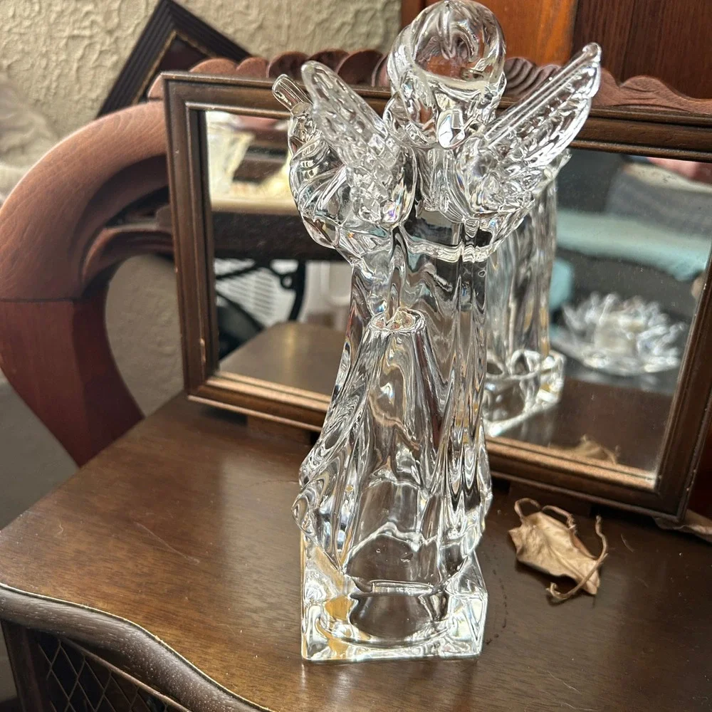 Mikasa Herald Collection Angel Mandolin Crystal Figurine Germany Clear Excellent